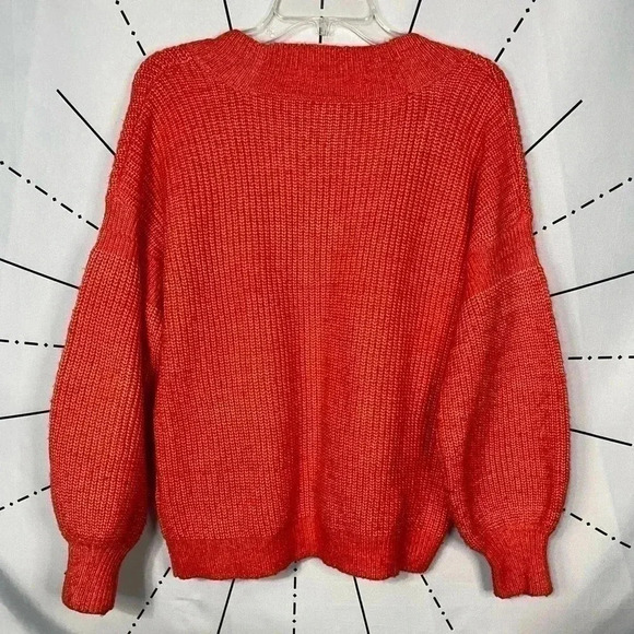 ASOS DESIGN V Neck Puff Balloon Sleeve Boho Fluffy Sweater - Picture 7 of 7